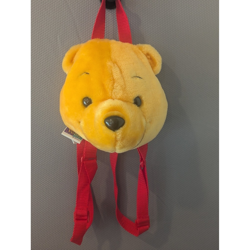VTG Disney Winnie the Pooh Plush Backpack Yellow Red Adjustable Straps Cute